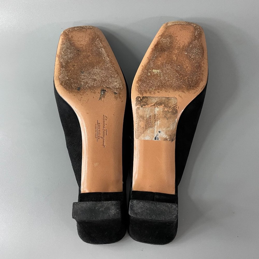 Salvatore Ferragamo Black Suede Mules/Slides, Size 8 AA - Picture 10 of 11